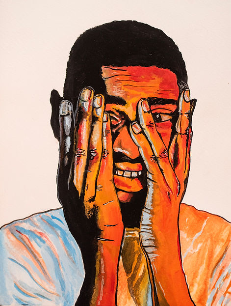 Original Gouache portrait of rapper Dave by Ljscanvas.