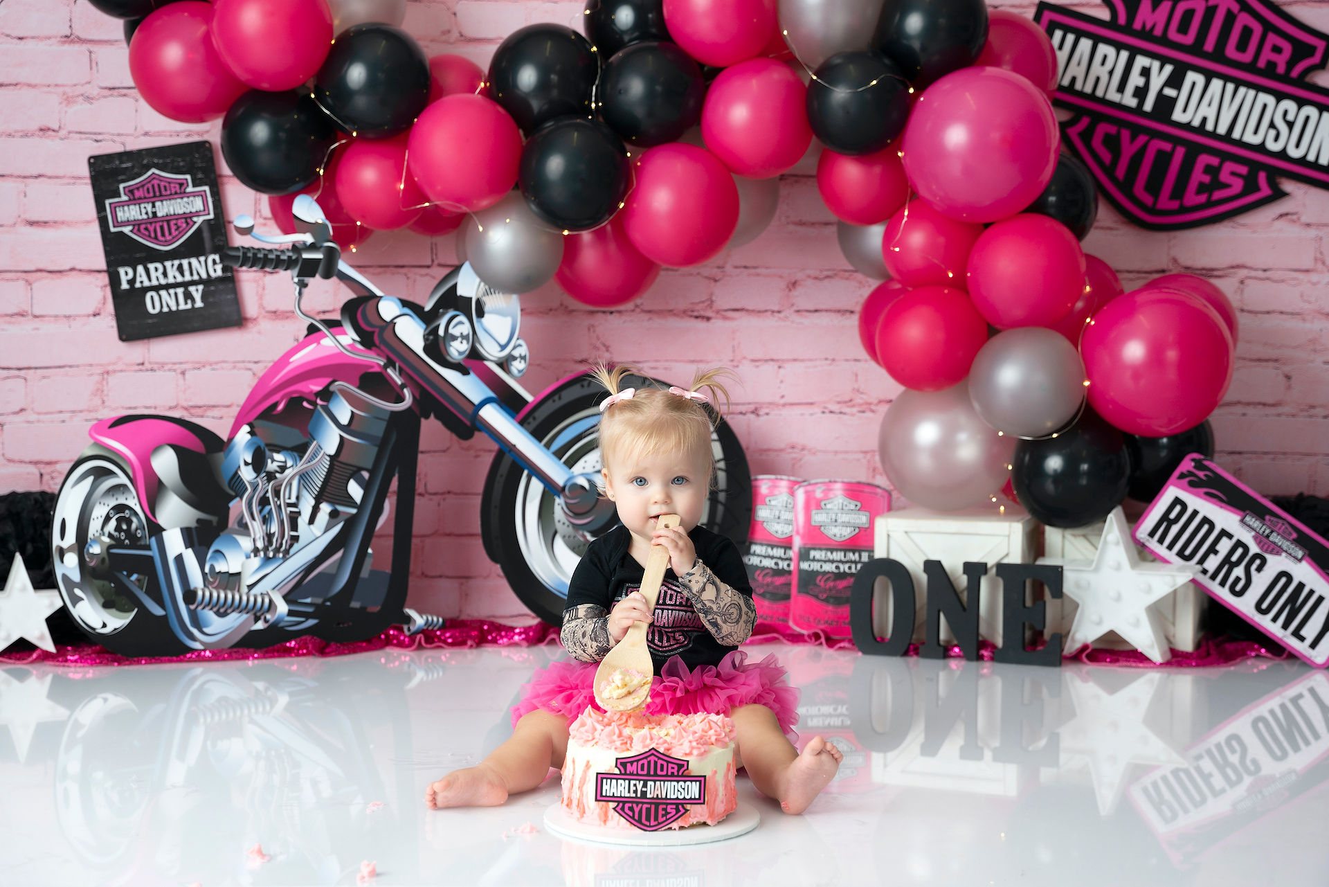 Pink Harley Davidson Cake Smash