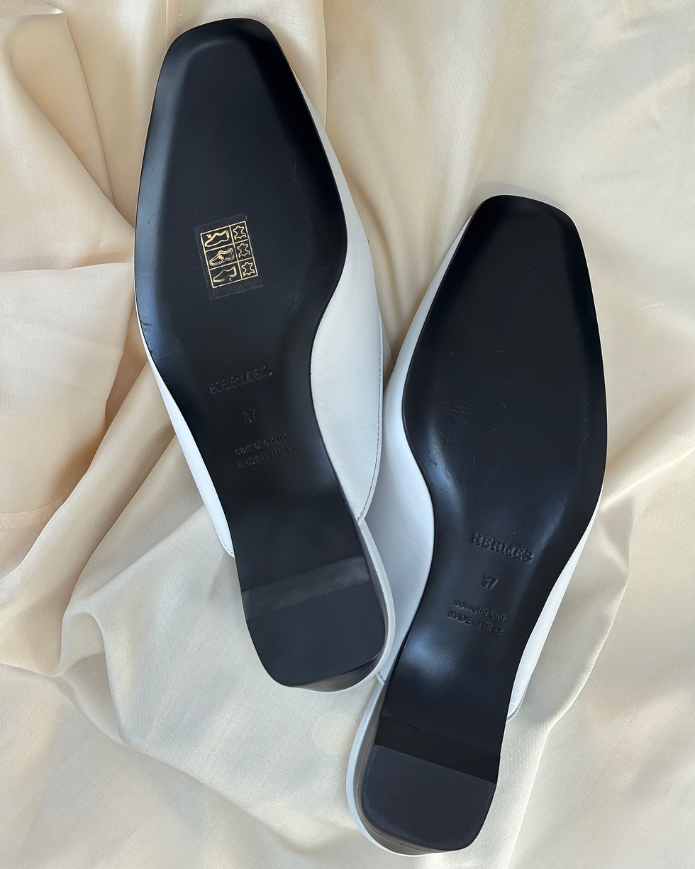 Miniature : Mules Hermes blanches, 37