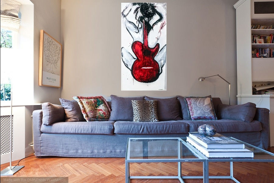 Thumbnail: No Strings| Red Music Guitar Woman Painting