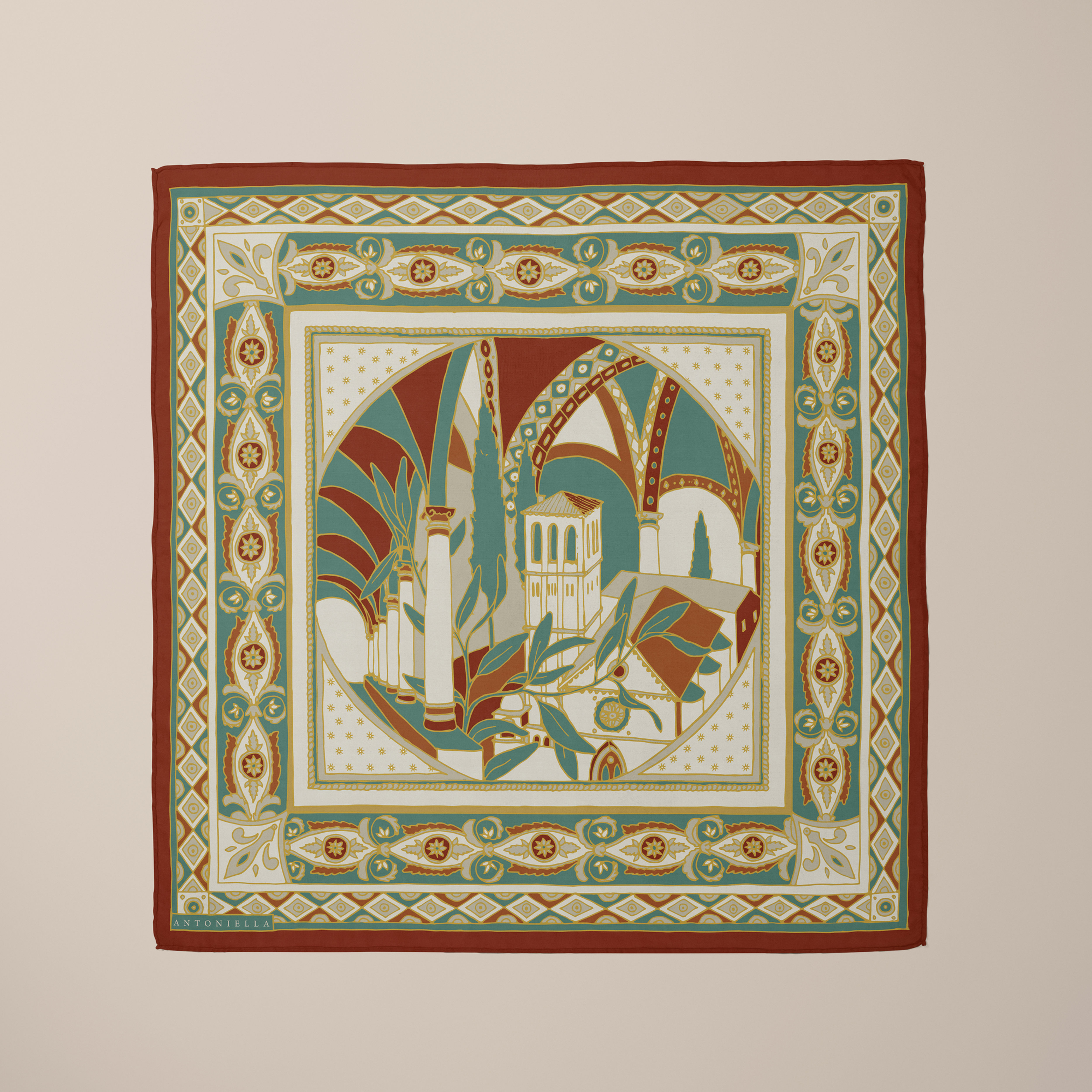 Assisi Pocket Square in Terra