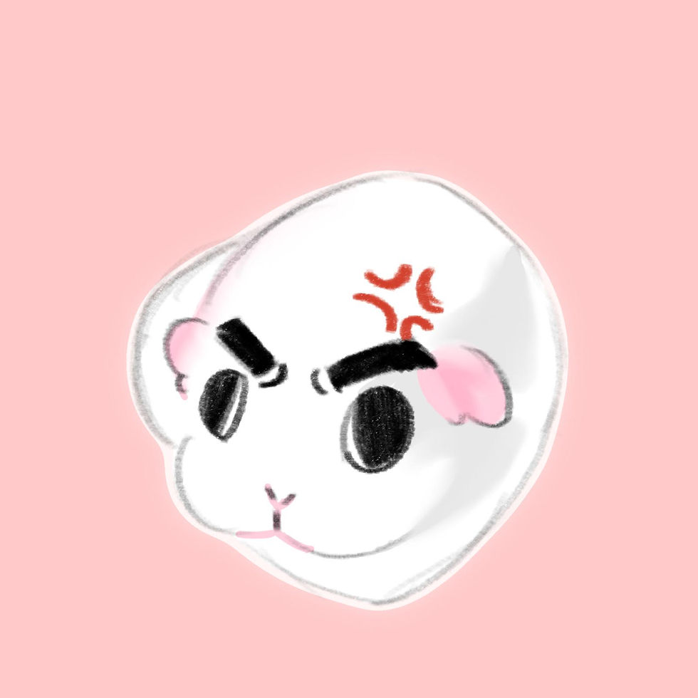 Cartoon animal head, angry expression