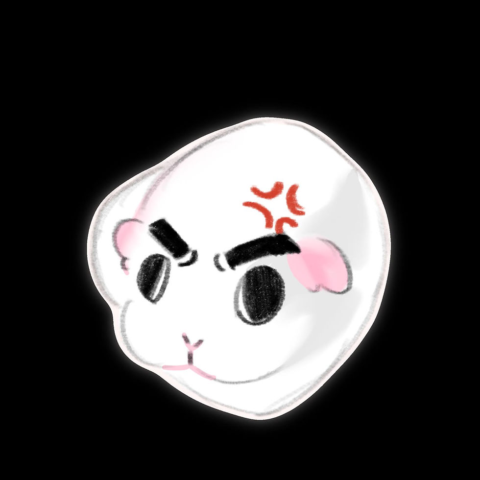 Angry cartoon white animal head