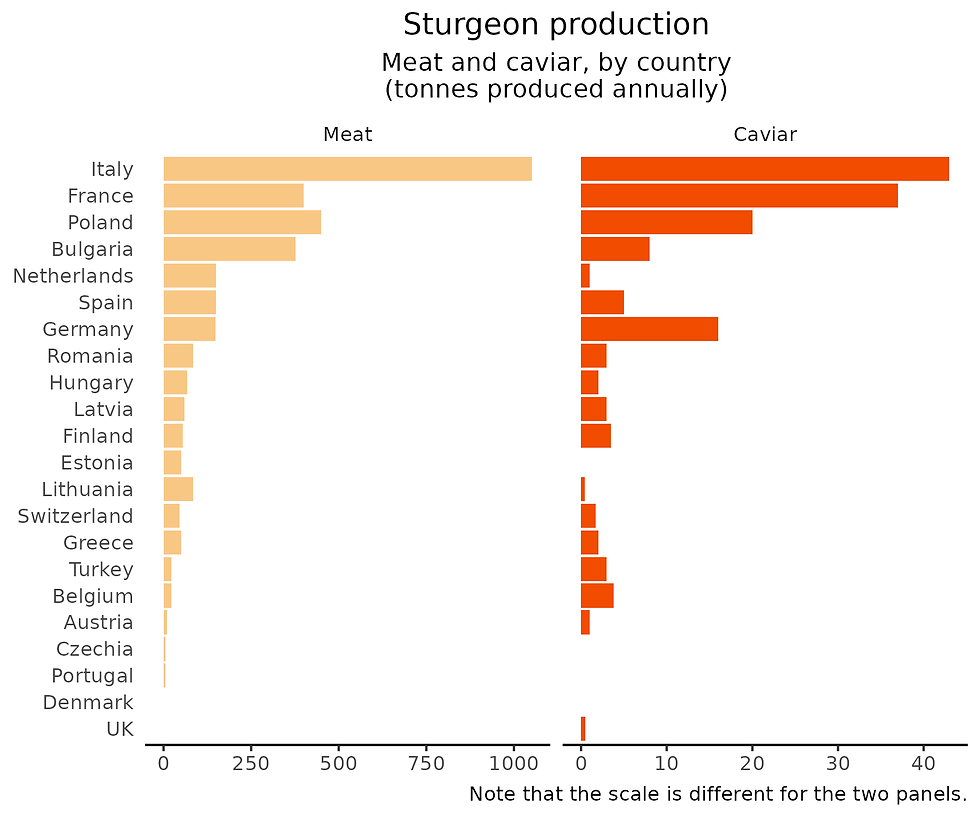 Figure 4. Sturgeon and caviar production.