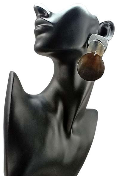 Thumbnail: Buffalo Horn & Wood Earrings