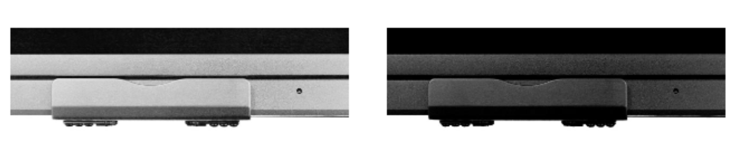SR E PRO SERIES interactive panel showcasing front and rear ports, including Type-C, DP, HDMI In & Out, USB 3.2, and customizable color options for enhanced connectivity and elegant design.