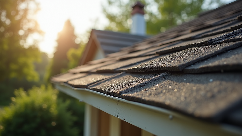 Eye-level view of a well-maintained roof on a suburban home
