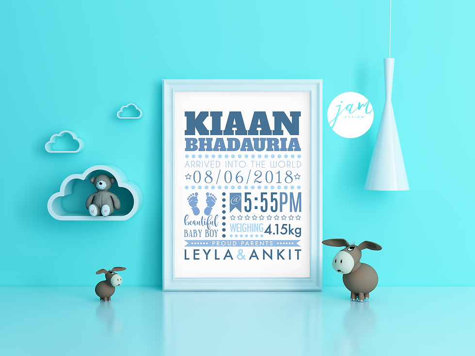 Thumbnail: PERSONALISED NEW BABY BOY PRINT (WITHOUT PHOTO)