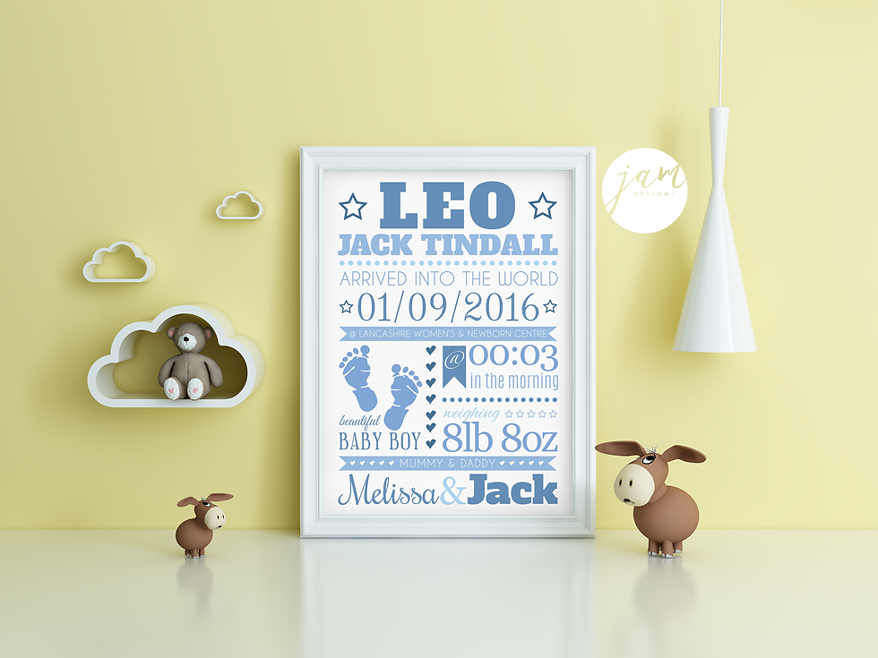 Thumbnail: PERSONALISED NEW BABY BOY PRINT (WITHOUT PHOTO)