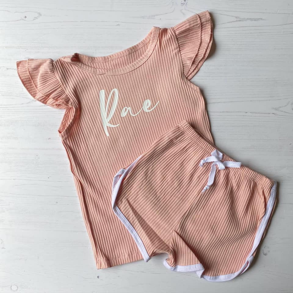 Thumbnail: PERSONALISED RIBBED SUMMER LOUNGE SET