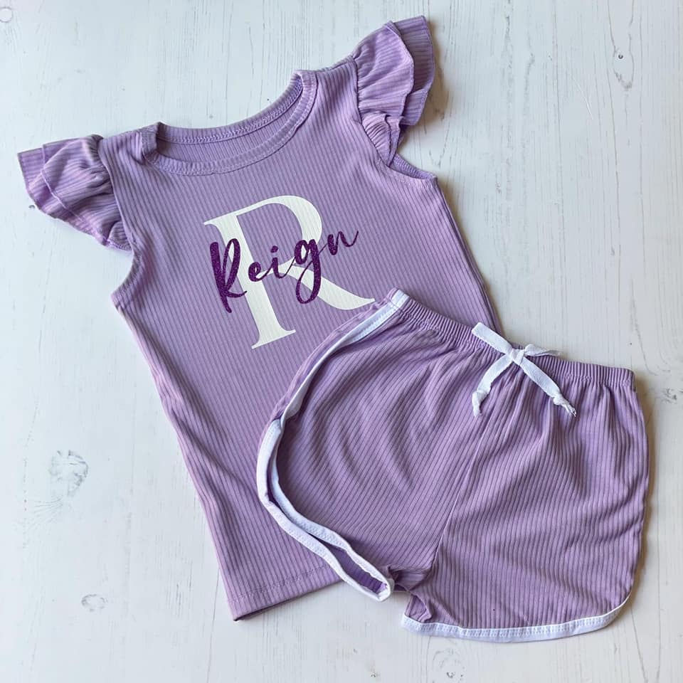 Thumbnail: PERSONALISED RIBBED SUMMER LOUNGE SET