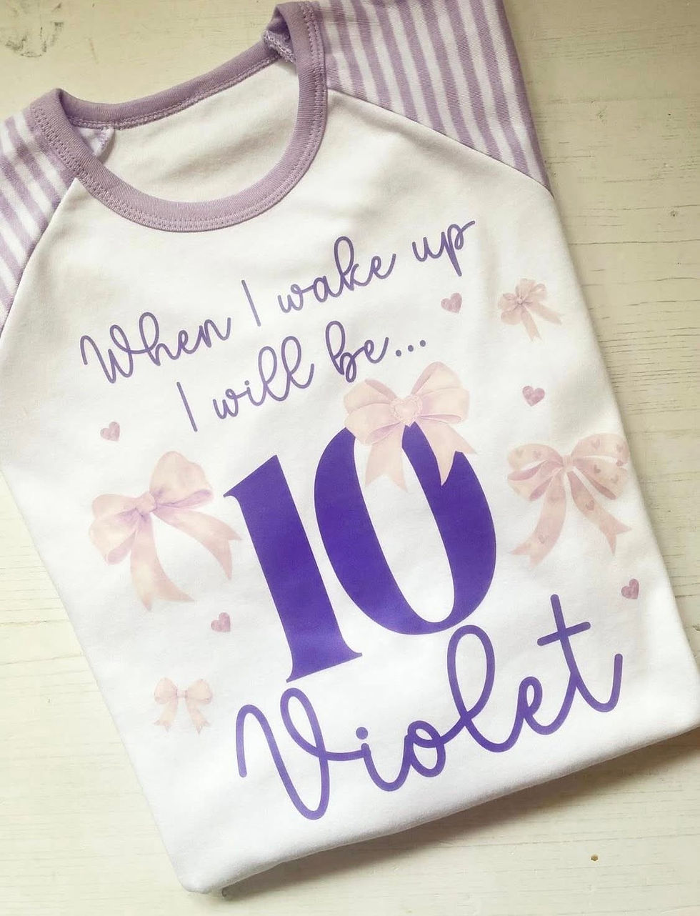 Thumbnail: PERSONALISED BOW THEMED BIRTHDAY PYJAMAS