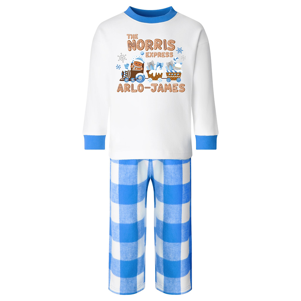 Thumbnail: PERSONALISED GINGERBREAD EXPRESS FAMILY CHRISTMAS PYJAMAS