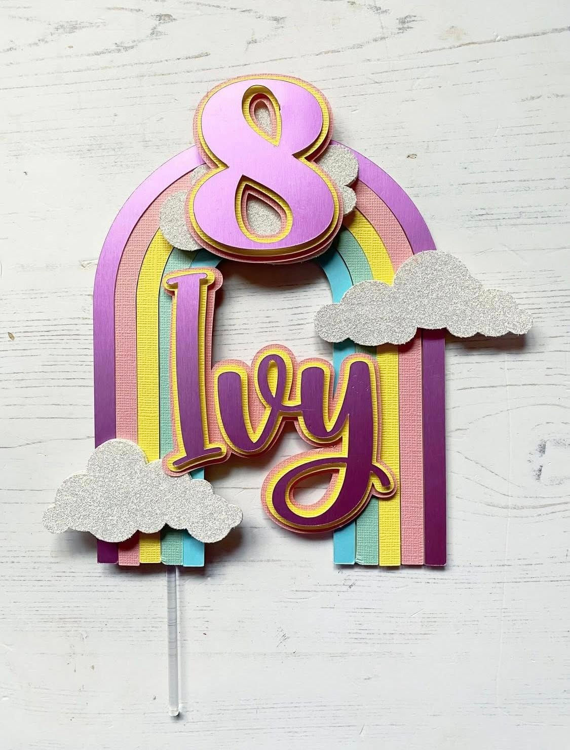 PASTEL RAINBOW BIRTHDAY CAKE TOPPER