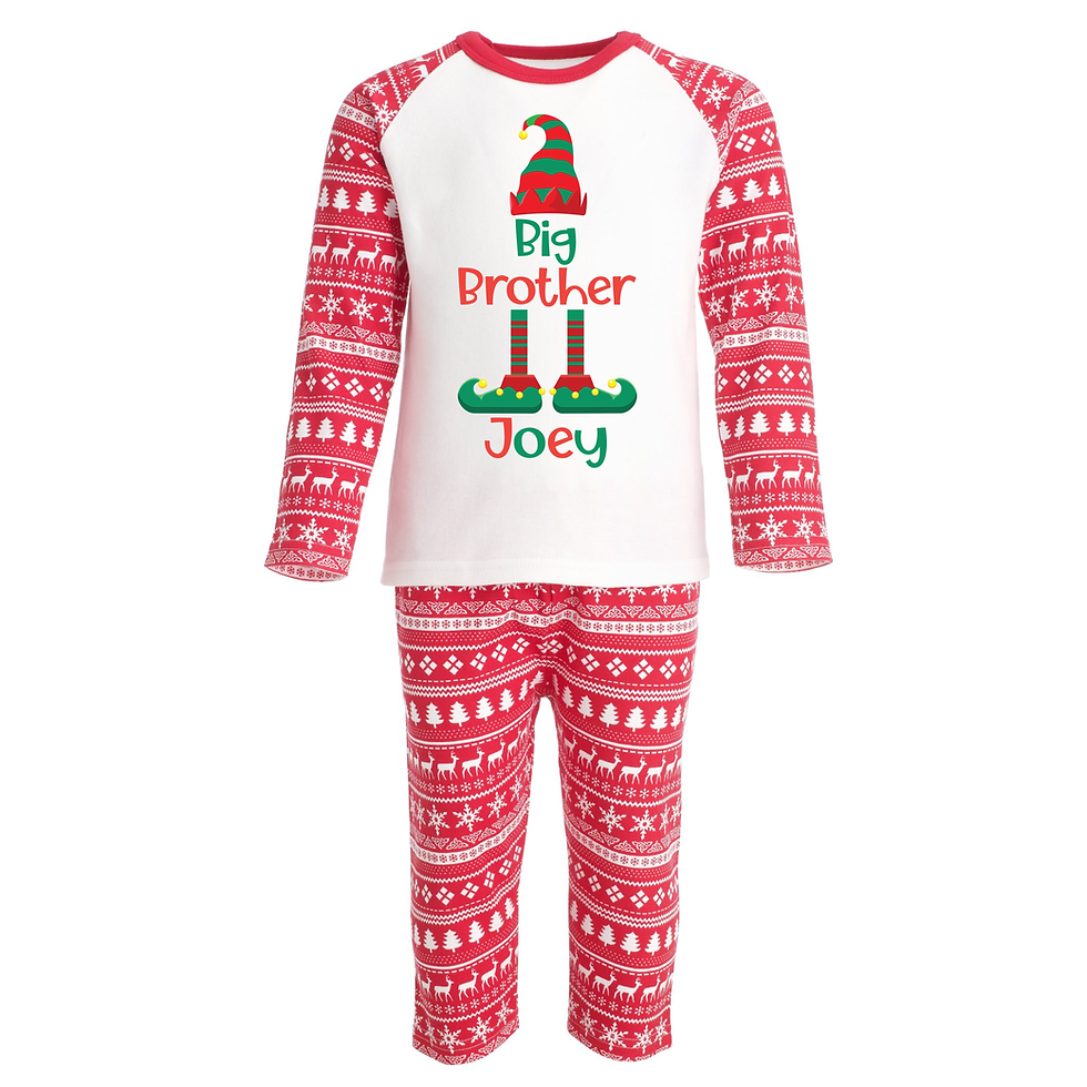 Thumbnail: SIBLING ELF CHRISTMAS PYJAMAS