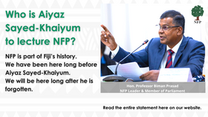 Who is Aiyaz Sayed-Khaiyum to lecture NFP?
