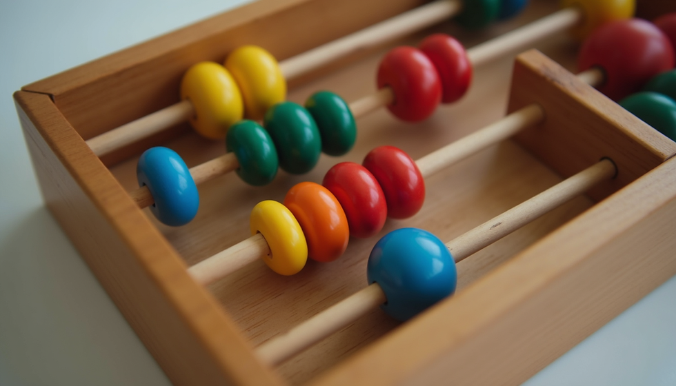 Traditional wooden abacus with colorful beads