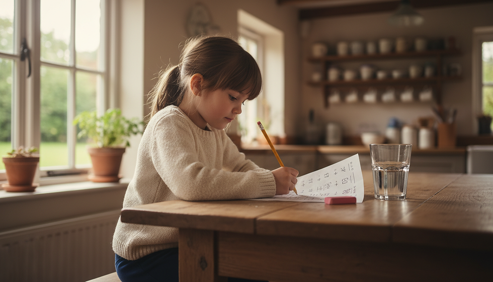 A calm setting can make maths practice feel less threatening.