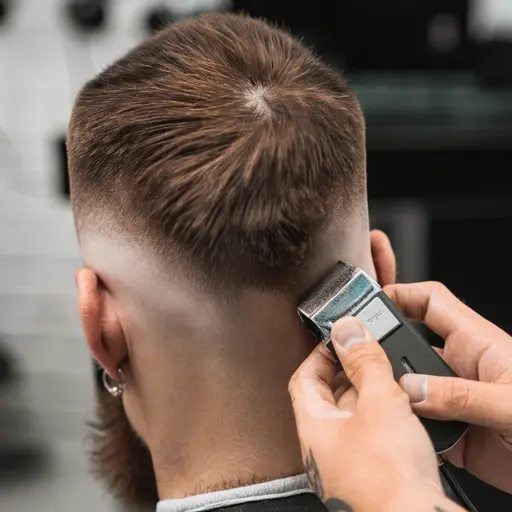 Haarschnitt mit Übergang bei einem Herren – moderne Fade-Technik mit Maschine
