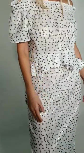 Thumbnail: SET - Floral Sequins Top and Skirt
