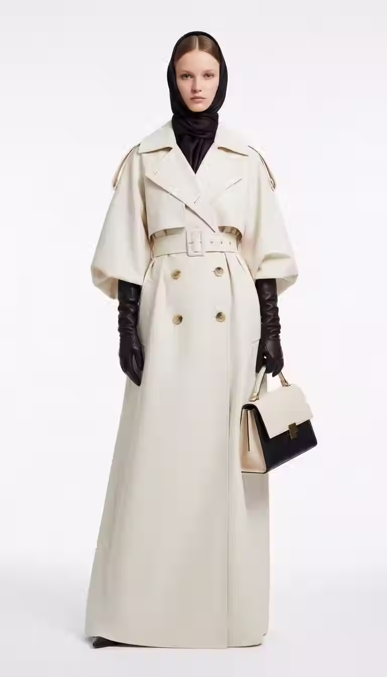 Ivory Trench Coat Maxi-length