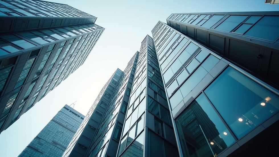 Eye-level view of a modern office building representing commercial real estate