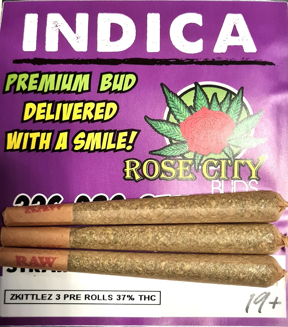 ZKITTLEZ PREMIUM PRE ROLLS 3 PACK (INDICA) (37 THC) Rosecity