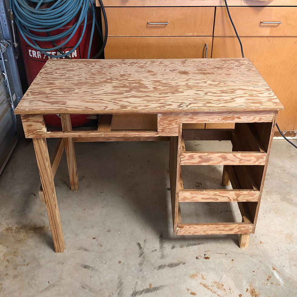 Desk stripped down to natural wood. The grain pattern seemed to busy for me!