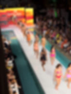 Models showcase the Hera Sea collection on the runway at Miami Swim Week, held at the SLS Hotel in South Beach, Florida.
