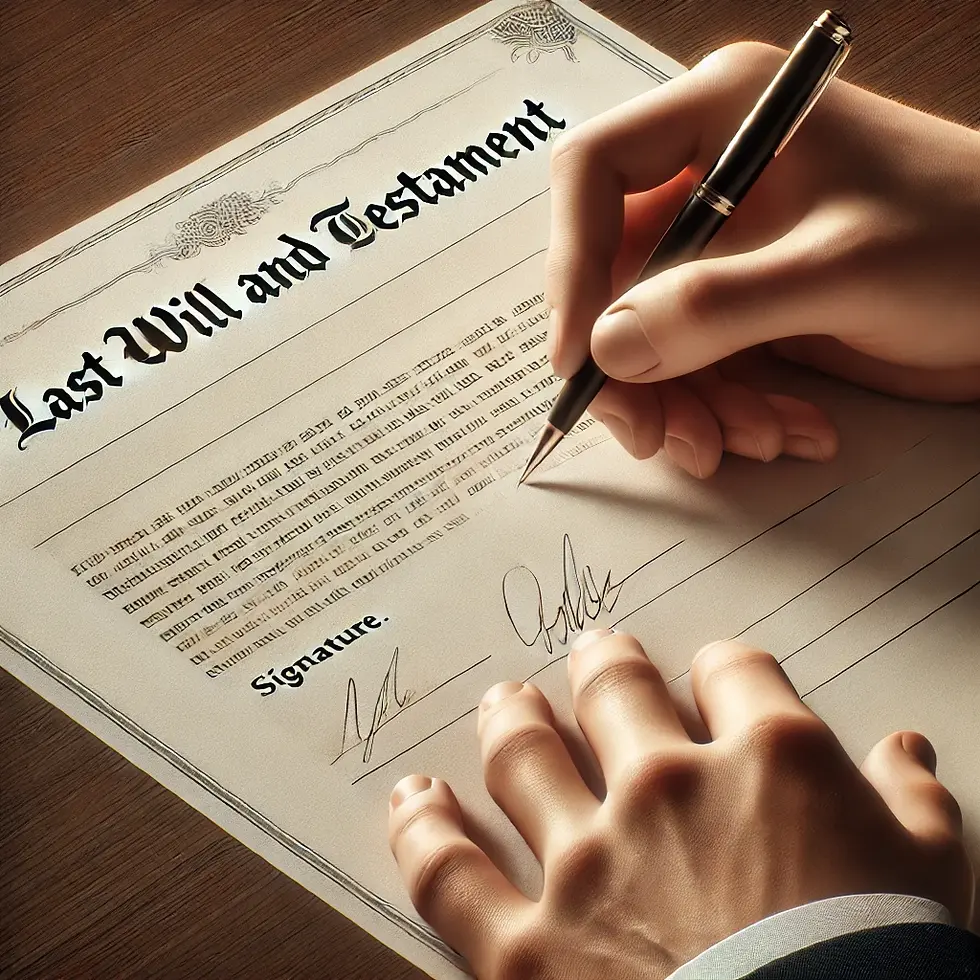 man signing a last will and testament