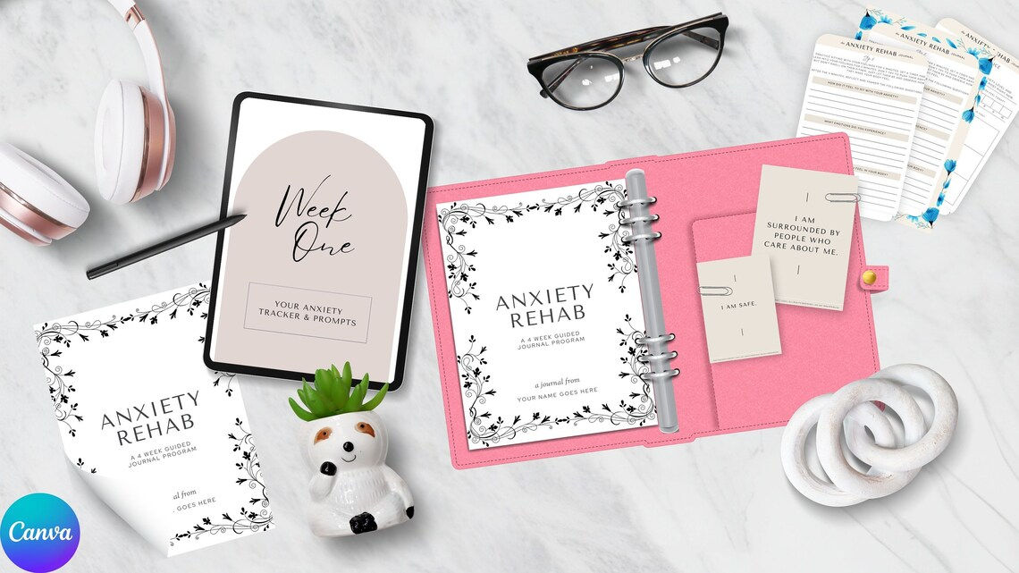 Transform Your Mental Health: Anxiety Rehab Canva Template Journal