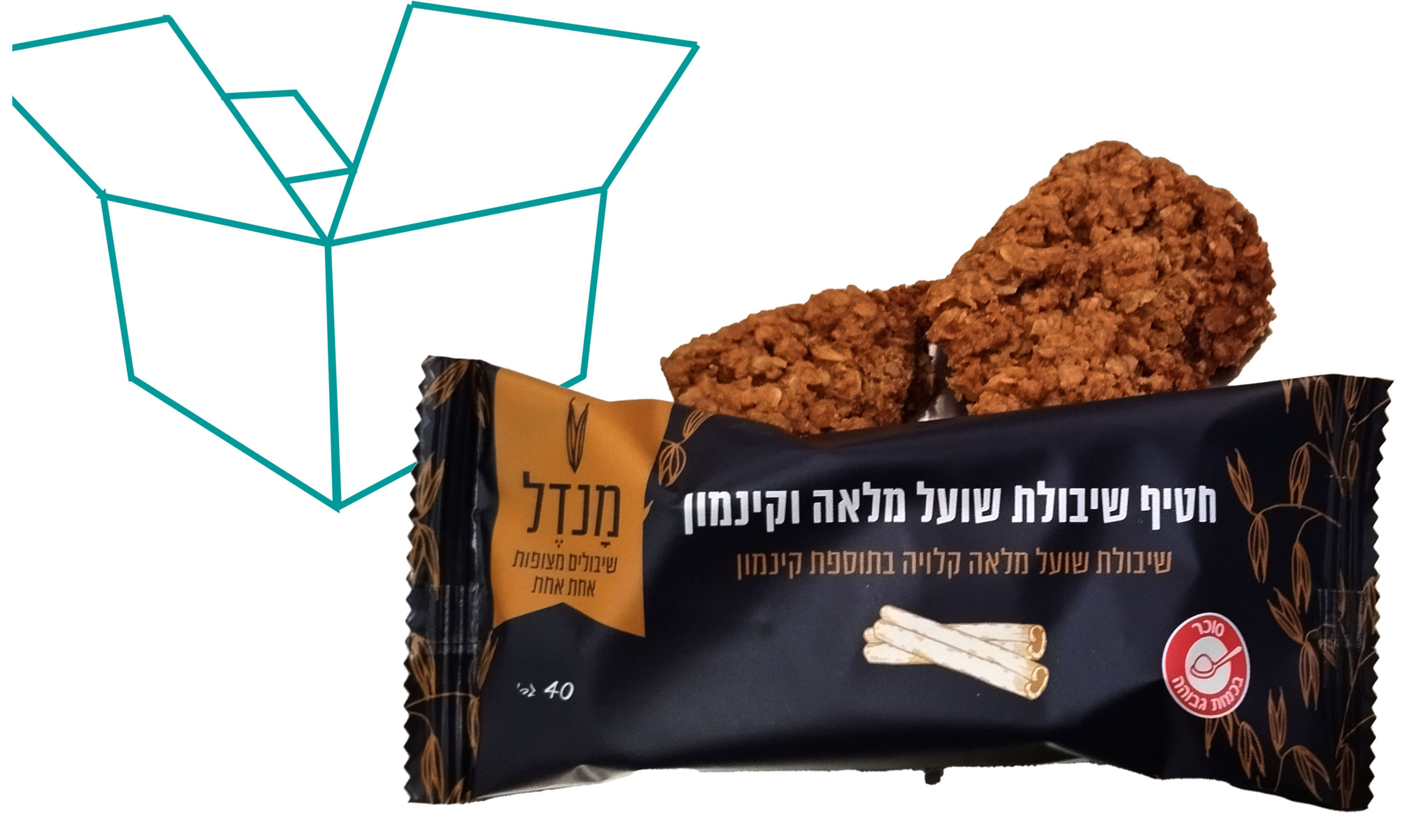 מארז 30 יחידות חטיף שיבולת שועל מלאה וקינמון 40 גרם