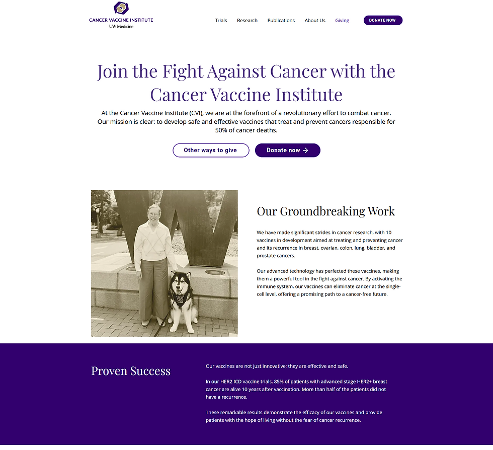 A new page dedicated to our supporters who make our work possible