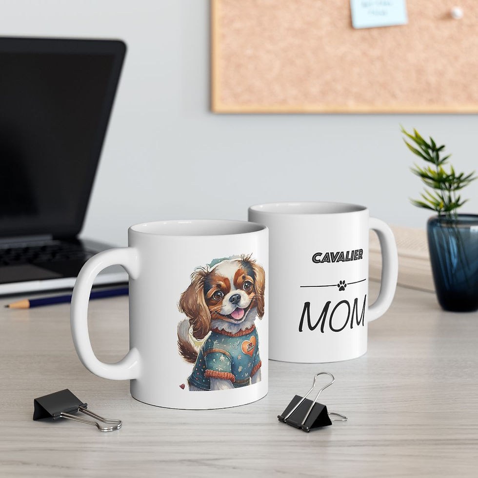 Thumbnail: Cavalier King Charles Dog Mom Ceramic Mug - dishwasher safe gift for dog lovers