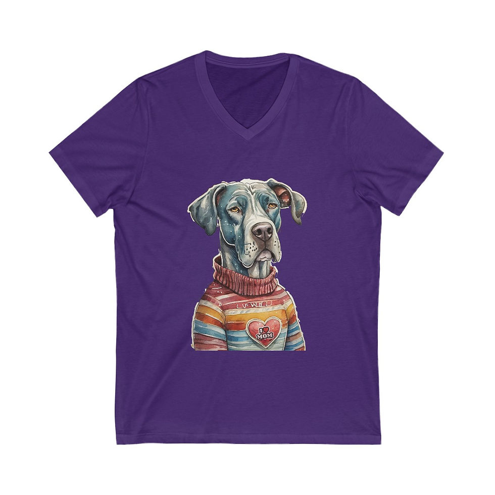 Thumbnail: Great Dane Dog Mom Jersey Short Sleeve V-Neck Tee - gift for dog lovers