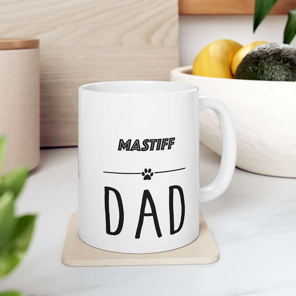 Thumbnail: Mastiff Dog Dad Ceramic Mug 11oz - dishwasher safe - gift for dog lovers