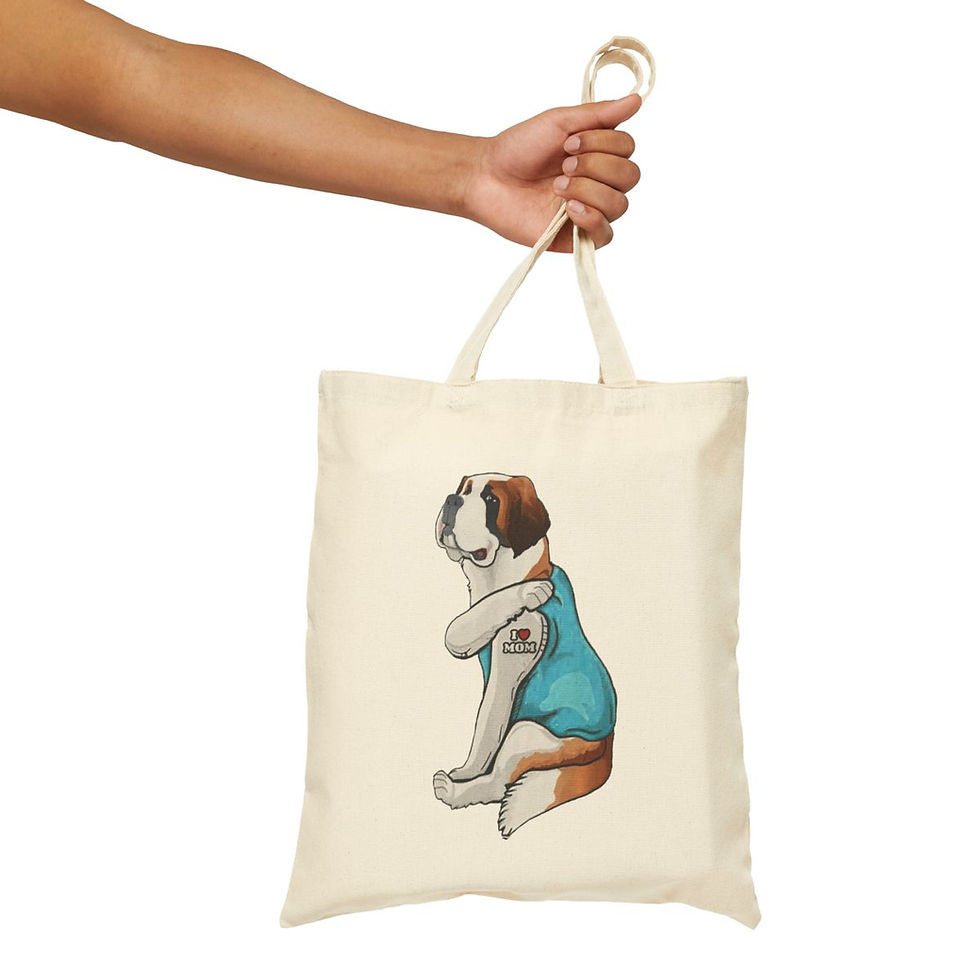 Thumbnail: St Bernard Mom Cotton Canvas Tote Bag - dog lovers gift