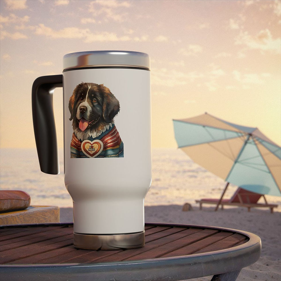 Thumbnail: Landseer Newfie Newfoundland mom Stainless Steel Travel Mug with Handle, 14oz