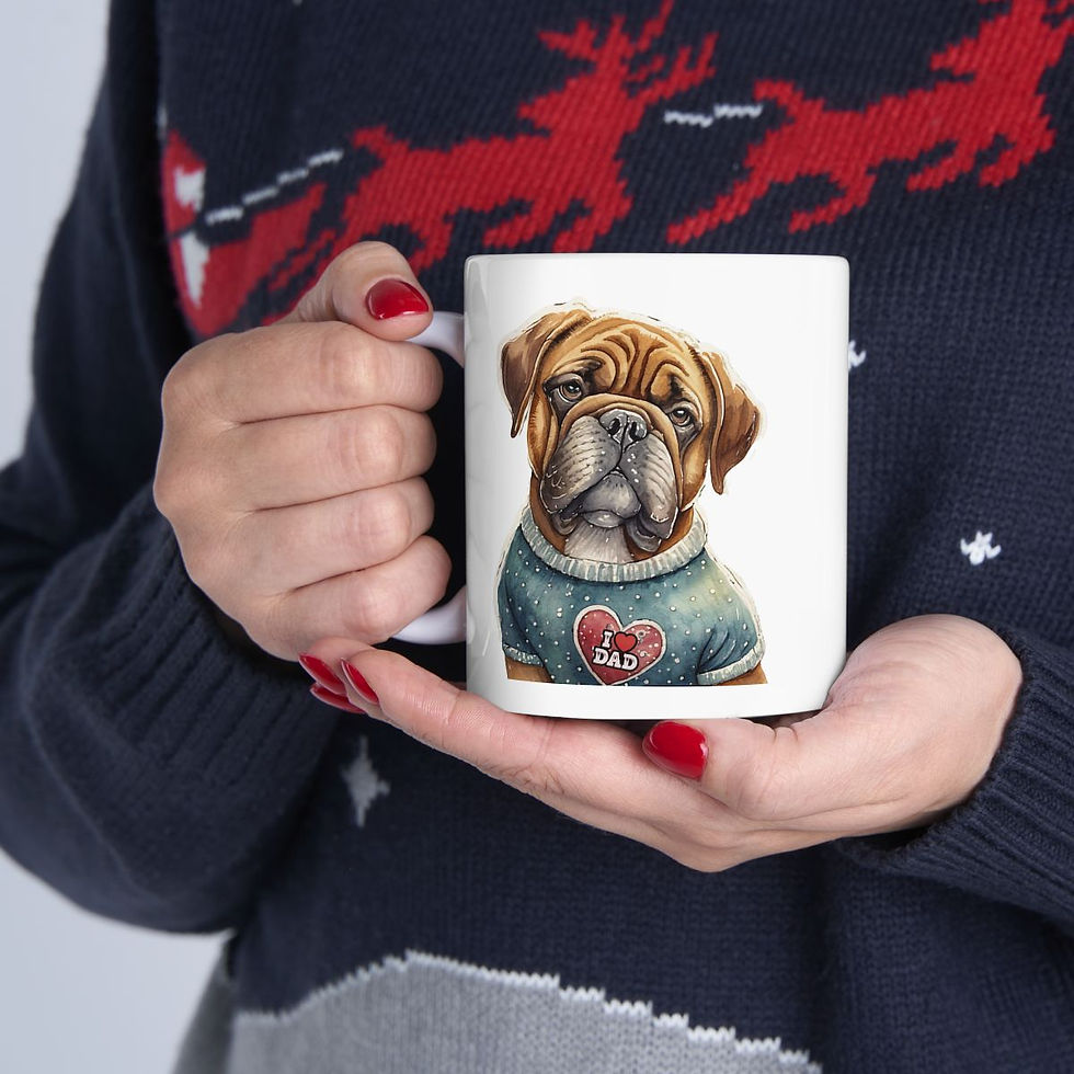 Thumbnail: Mastiff Dog Dad Ceramic Mug 11oz - dishwasher safe - gift for dog lovers
