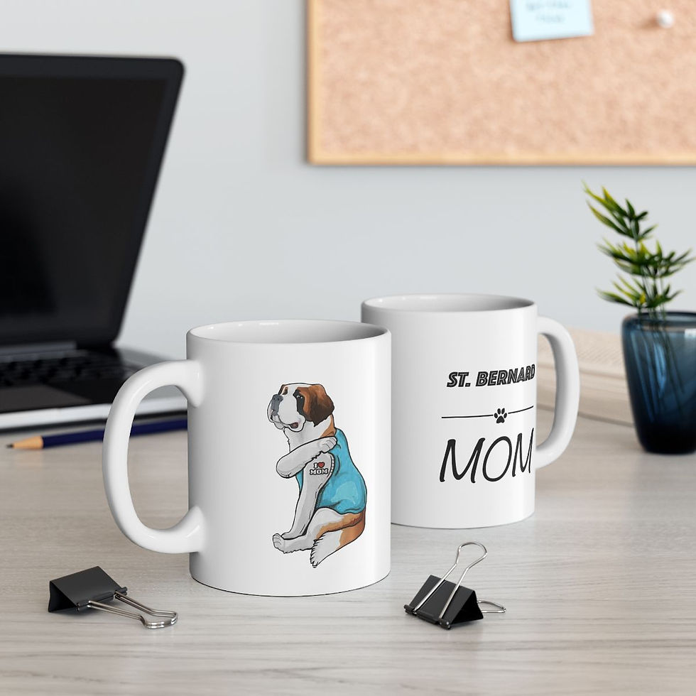 Thumbnail: St Bernard Mom Ceramic Mug - Microwave & Dishwasher safe - gift for dog lovers
