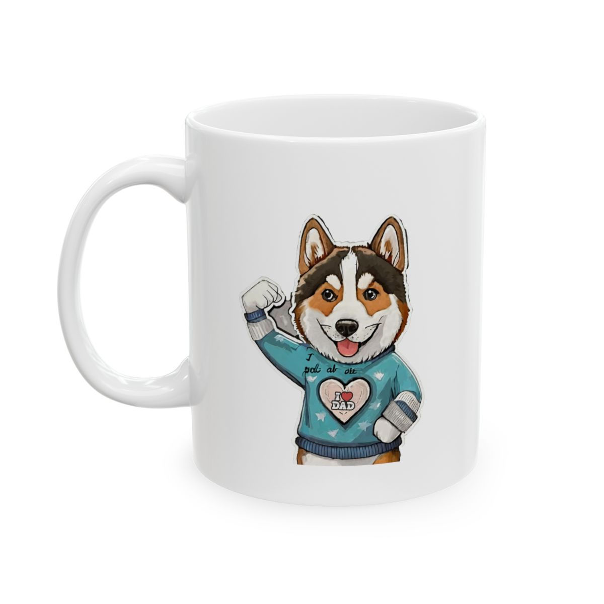 Husky Dog i Dad Ceramic Mug 11oz - dishwasher safe - gift for dog lovers