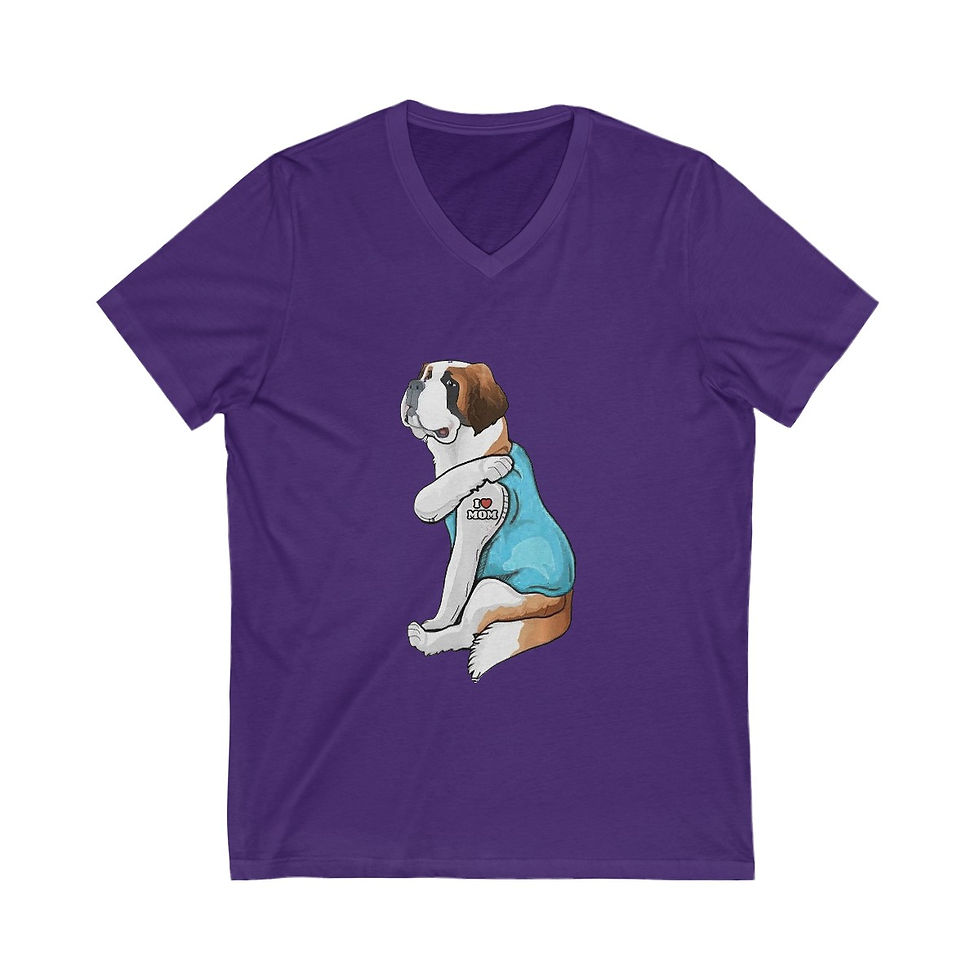 Thumbnail: St Bernard Mom Unisex Jersey Short Sleeve V-Neck Tee