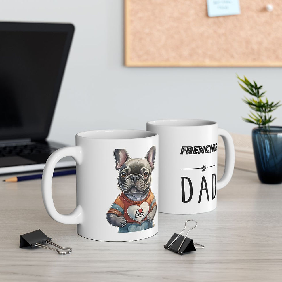 Thumbnail: Frenchie Dog Dad Ceramic Mug 11oz - dishwasher safe - gift for dog lovers