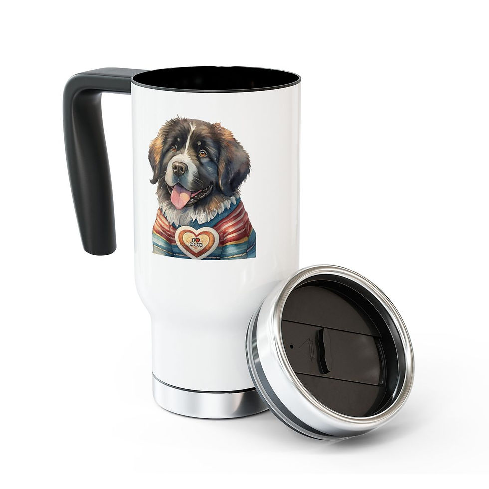 Thumbnail: Landseer Newfie Newfoundland mom Stainless Steel Travel Mug with Handle, 14oz