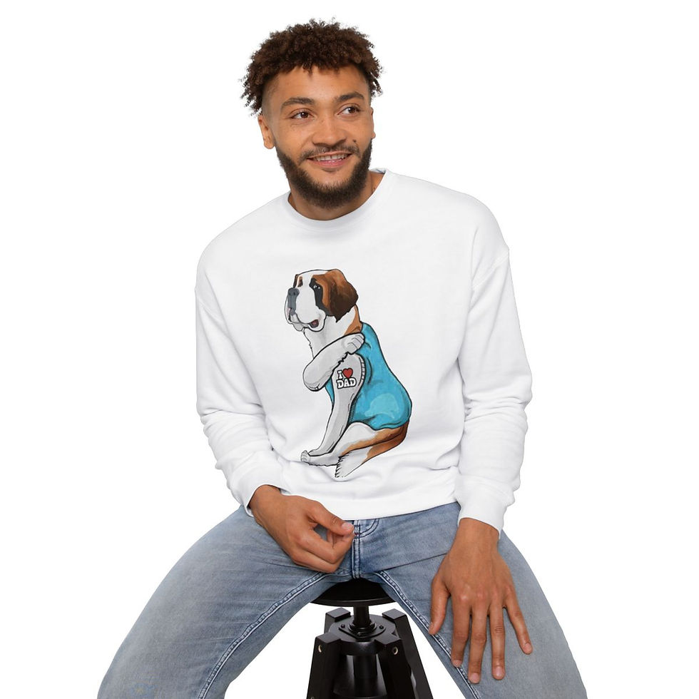 Thumbnail: St Bernard Dad - Mens - Retro Sweatshirt - Dog Lovers Gift - white - black