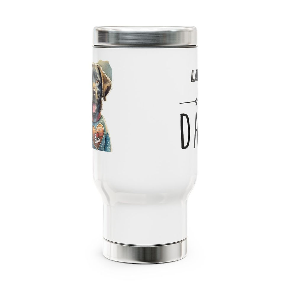 Thumbnail: Black Labrador Dad Stainless Steel Travel Mug with Handle, 14oz