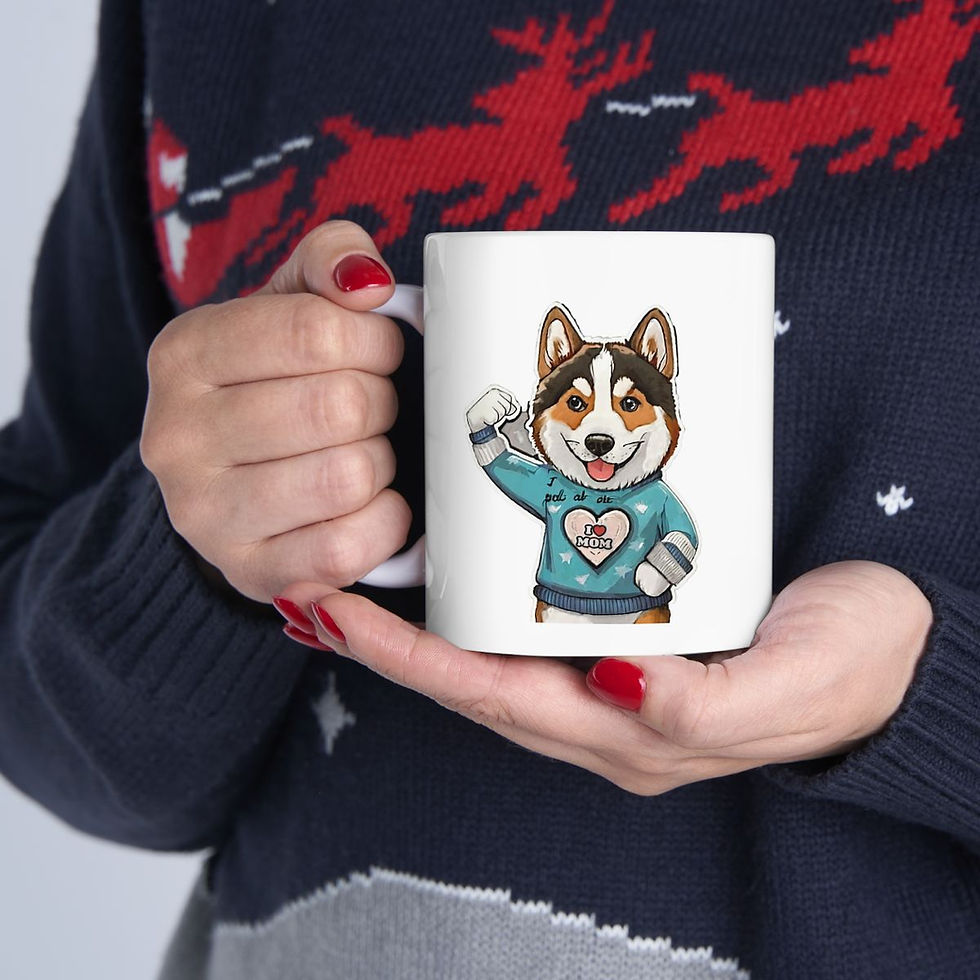 Thumbnail: Husky Dog Mom Ceramic Mug 11oz - dishwasher safe - gift for dog lovers