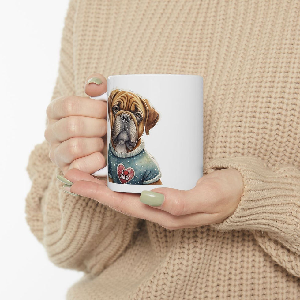 Thumbnail: Mastiff Dog Dad Ceramic Mug 11oz - dishwasher safe - gift for dog lovers
