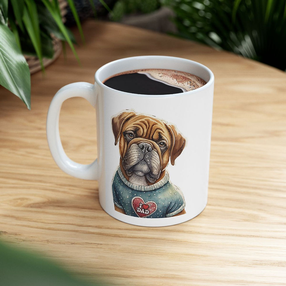 Thumbnail: Mastiff Dog Dad Ceramic Mug 11oz - dishwasher safe - gift for dog lovers