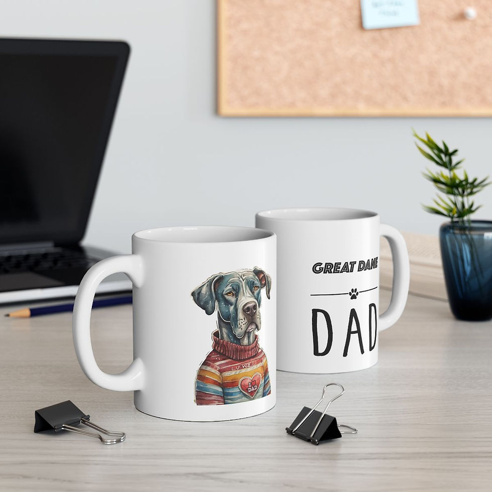 Thumbnail: Great Dane Dog Dad Ceramic Mug 11oz - dishwasher safe - gift for dog lovers